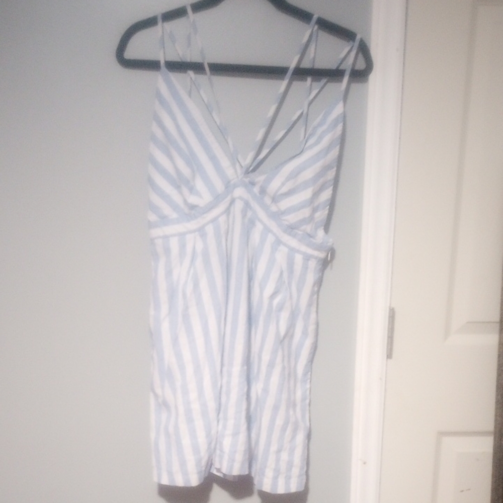Cooperative Blue and White Striped Mini Dress